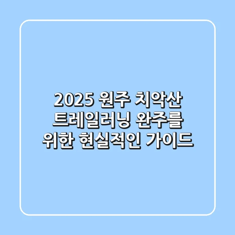 2025 원주 치악산 트레일러닝: 완주를 위한 현실적인 가이드