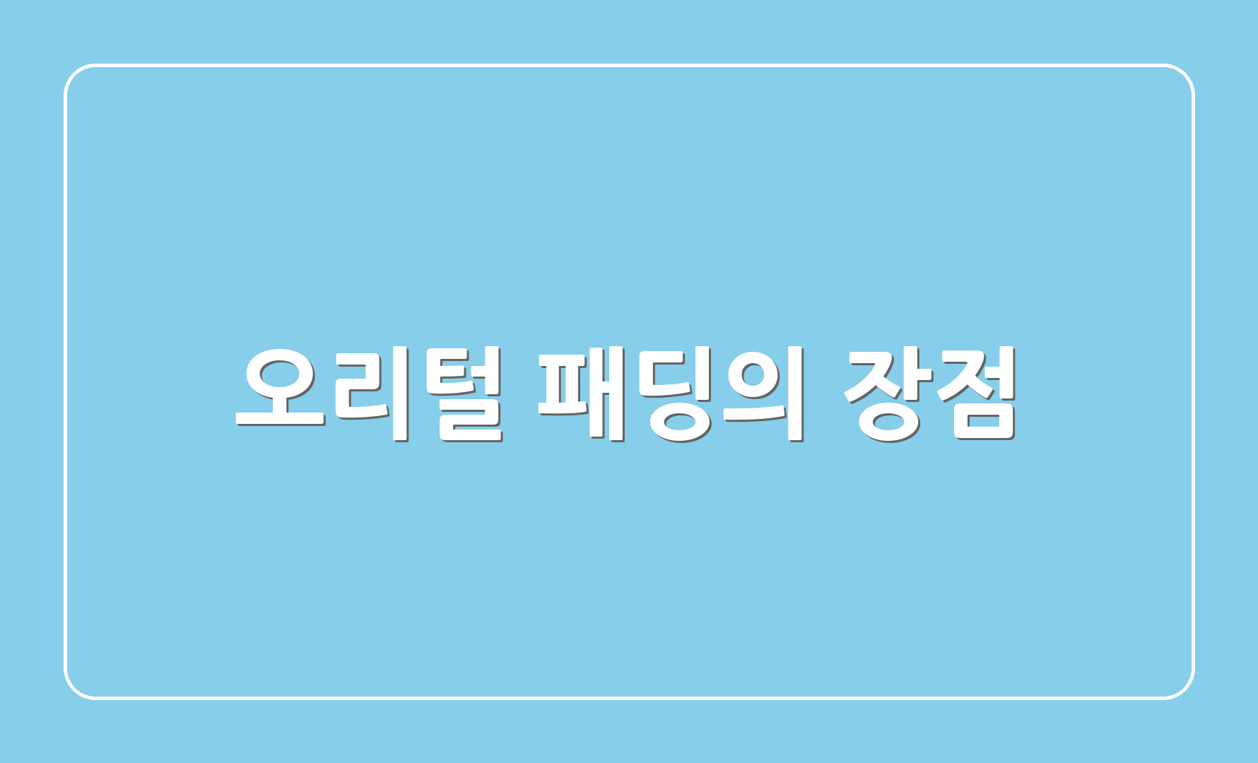 오리털 패딩의 장점