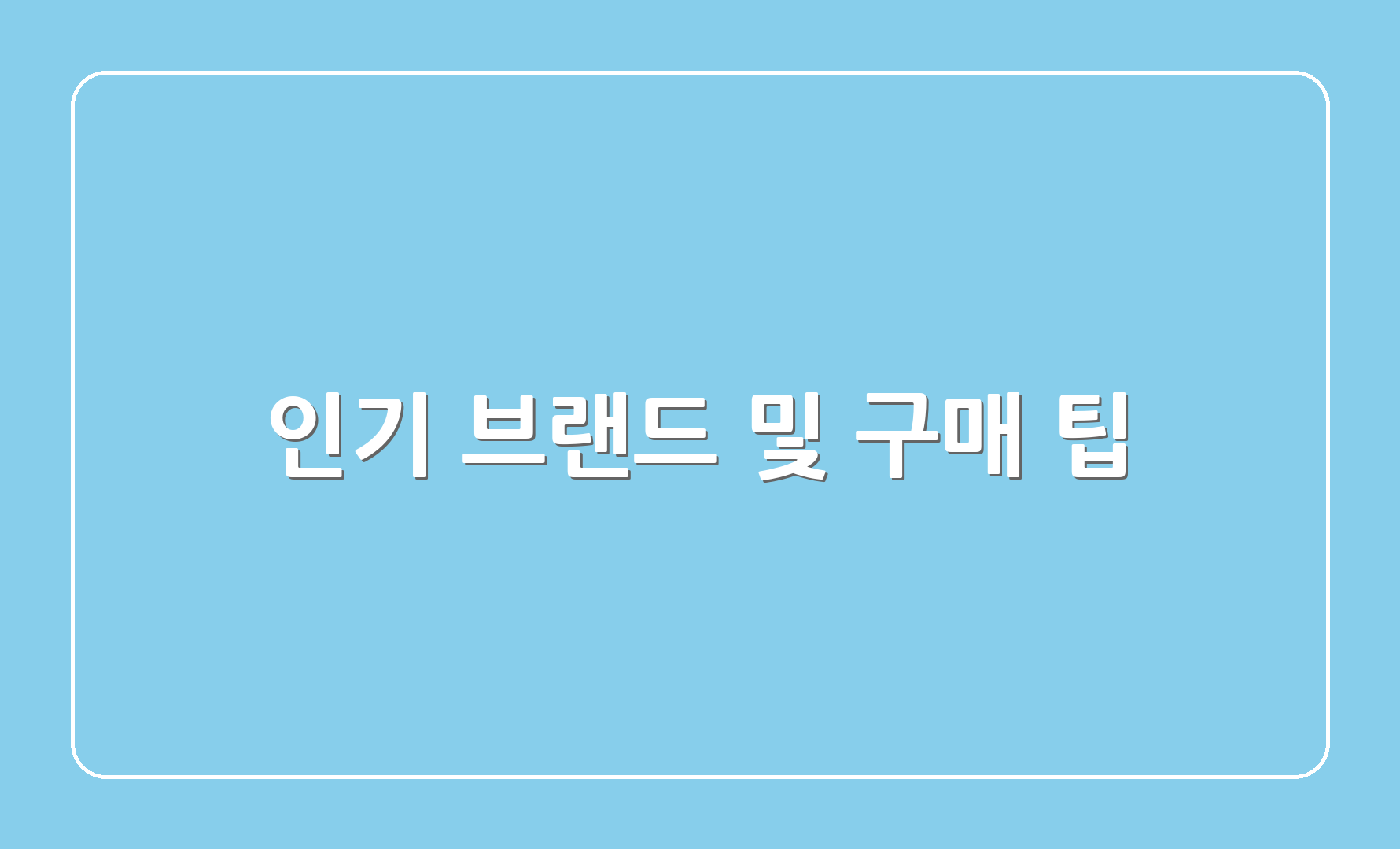 인기 브랜드 및 구매 팁