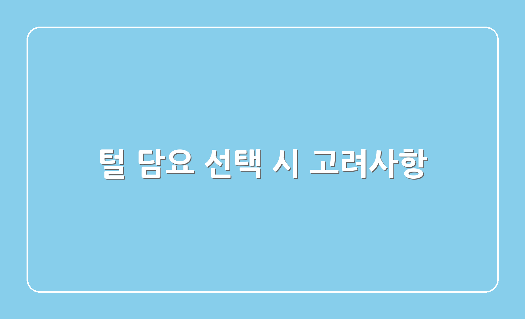 털 담요 선택 시 고려사항