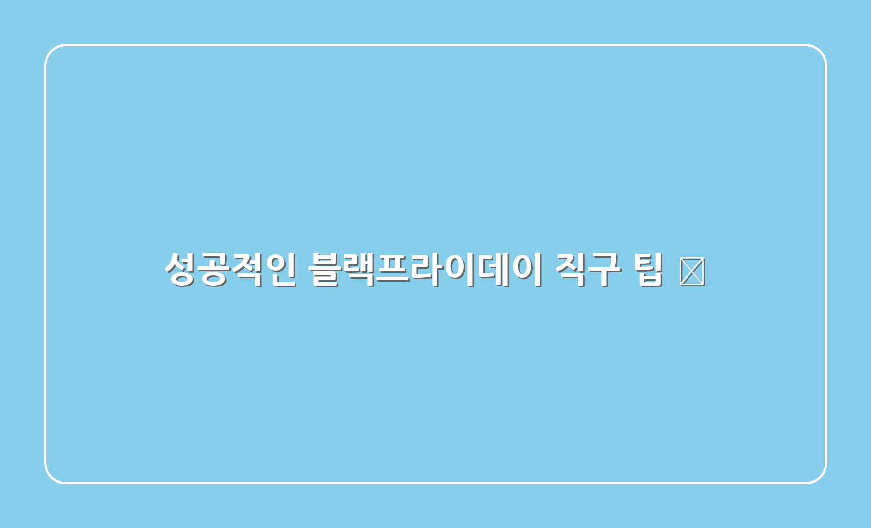 성공적인 블랙프라이데이 직구 팁 🏆