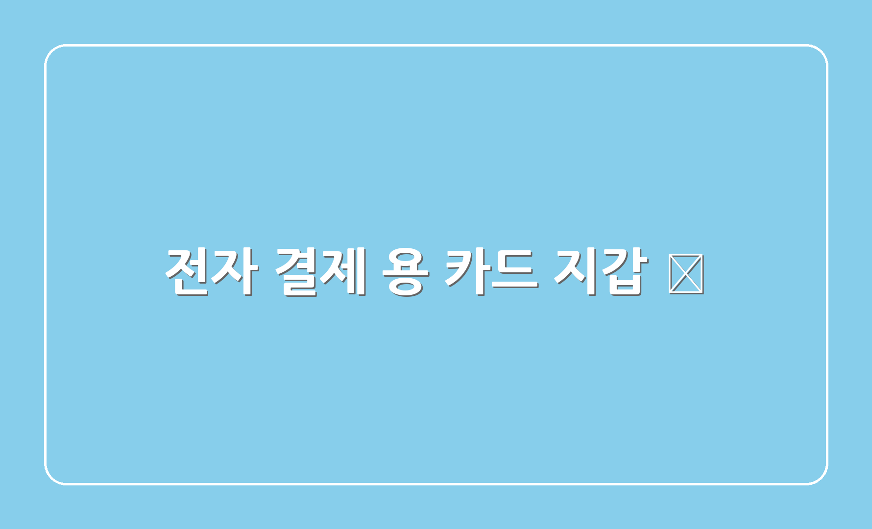 전자 결제 용 카드 지갑 💳