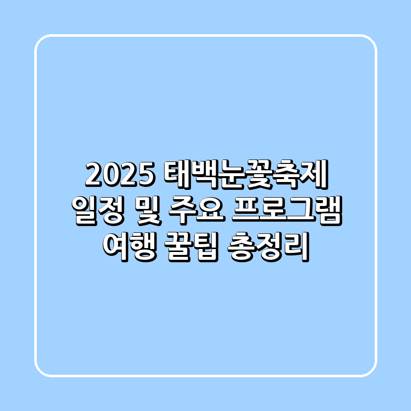 2025 태백눈꽃축제 일정 및 주요 프로그램, 여행 꿀팁 총정리