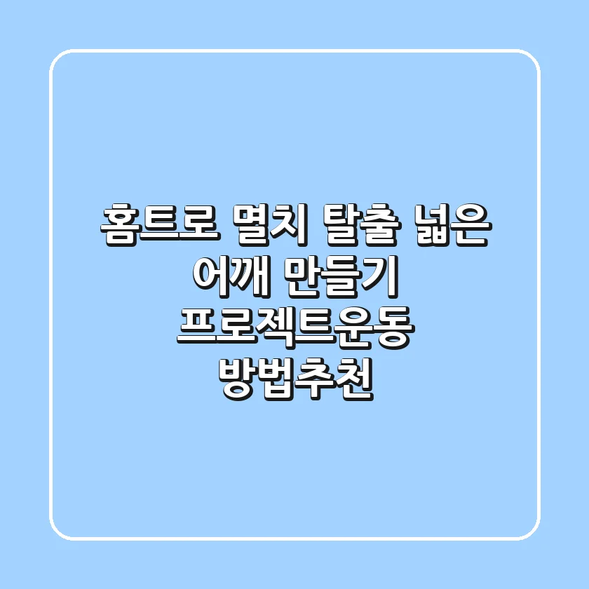 홈트로 멸치 탈출! 넓은 어깨 만들기 프로젝트(운동 방법/추천)