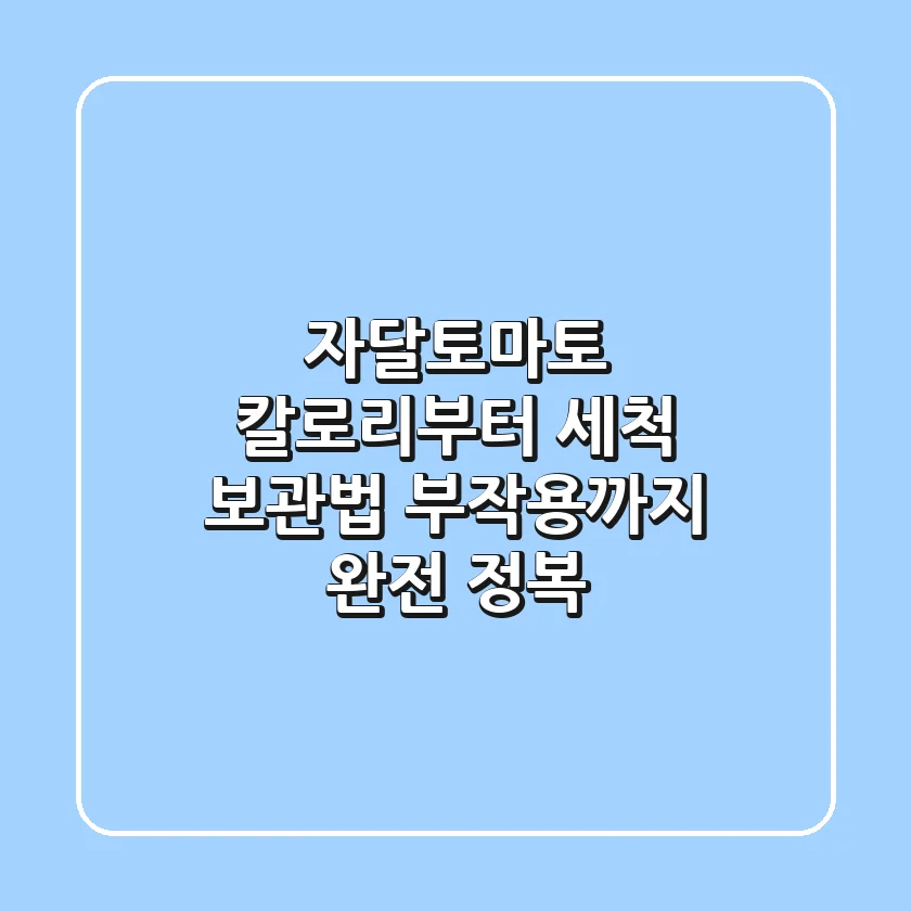 자달토마토: 칼로리부터 세척, 보관법, 부작용까지 완전 정복!