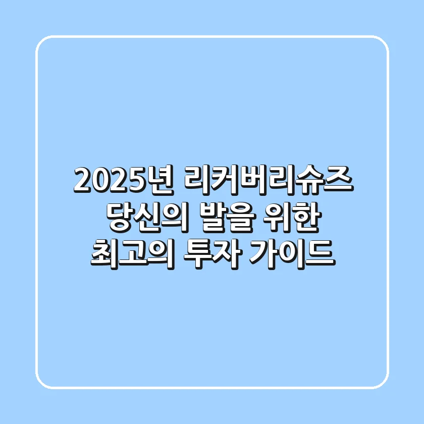 2025년 리커버리슈즈: 당신의 발을 위한 최고의 투자 가이드