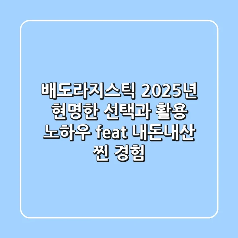 배도라지스틱, 2025년 현명한 선택과 활용 노하우 (feat. 내돈내산 찐 경험)
