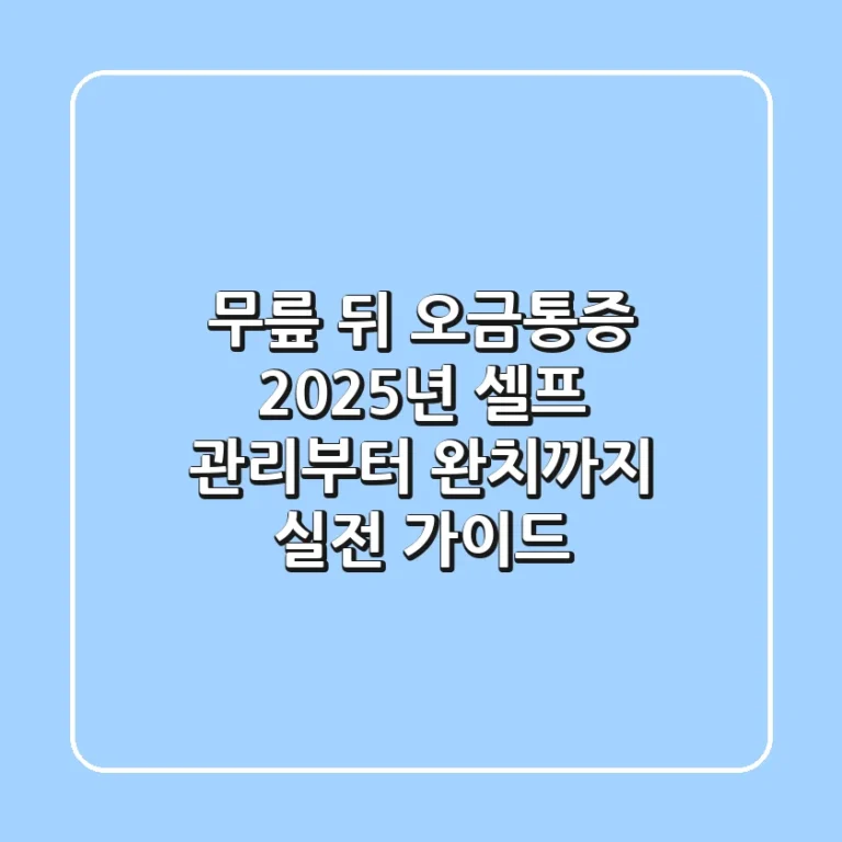 무릎 뒤 오금통증, 2025년 셀프 관리부터 완치까지 실전 가이드