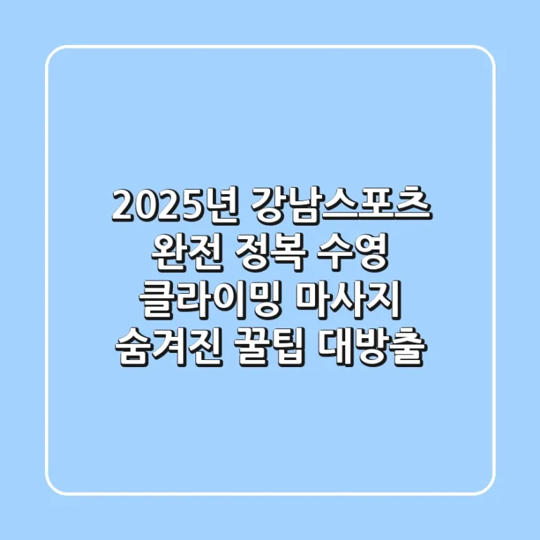 2025년 강남스포츠 완전 정복: 수영, 클라이밍, 마사지 숨겨진 꿀팁 대방출
