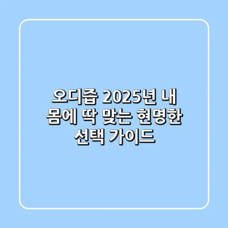 오디즙, 2025년 내 몸에 딱 맞는 현명한 선택 가이드