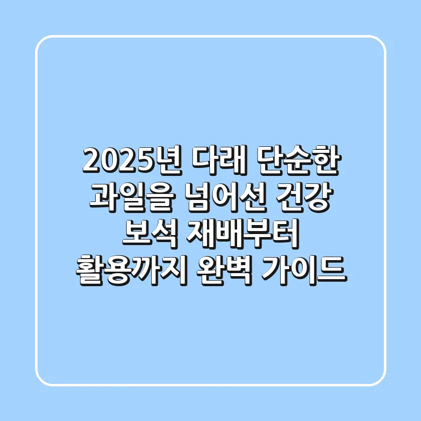 2025년 다래, 단순한 과일을 넘어선 건강 보석 (재배부터 활용까지 완벽 가이드)