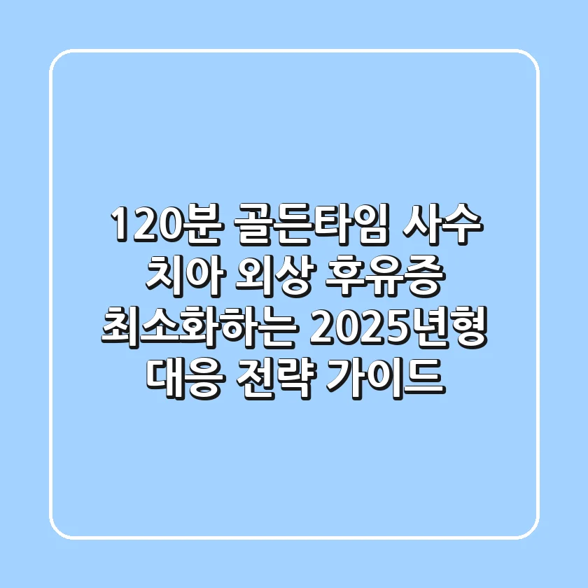 "120분 골든타임 사수", 치아 외상 후유증 최소화하는 2025년형 대응 전략 가이드