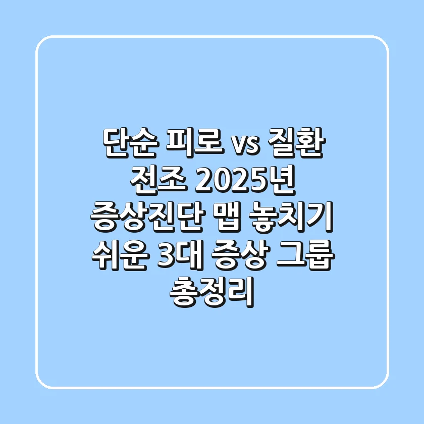 "단순 피로 vs 질환 전조?", 2025년 증상진단 맵: 놓치기 쉬운 3대 증상 그룹 총정리