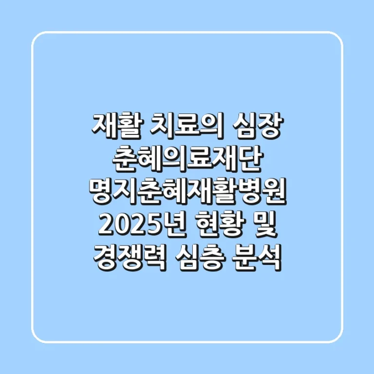 "재활 치료의 심장", 춘혜의료재단 명지춘혜재활병원, 2025년 현황 및 경쟁력 심층 분석