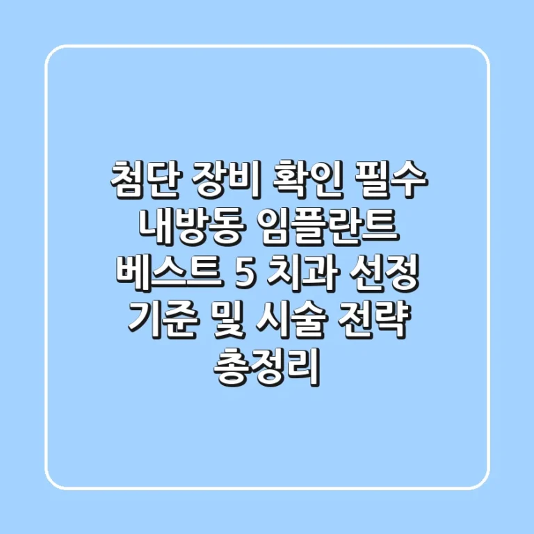 "첨단 장비 확인 필수", 내방동 임플란트 베스트 5 치과 선정 기준 및 시술 전략 총정리