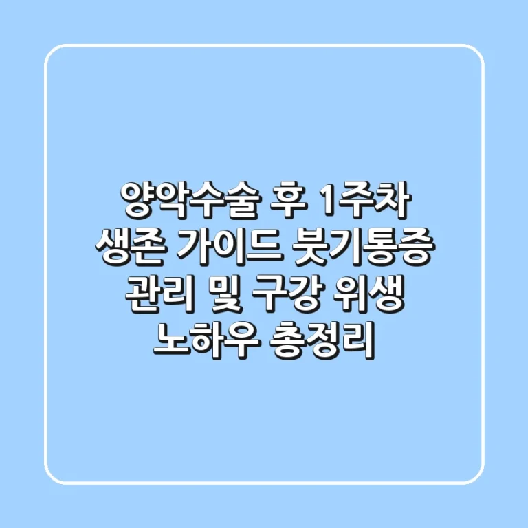 "양악수술 후 1주차 생존 가이드", 붓기·통증 관리 및 구강 위생 노하우 총정리