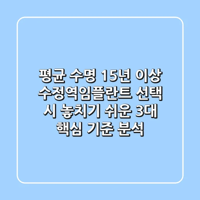 "평균 수명 15년 이상", 수정역임플란트 선택 시 놓치기 쉬운 3대 핵심 기준 분석