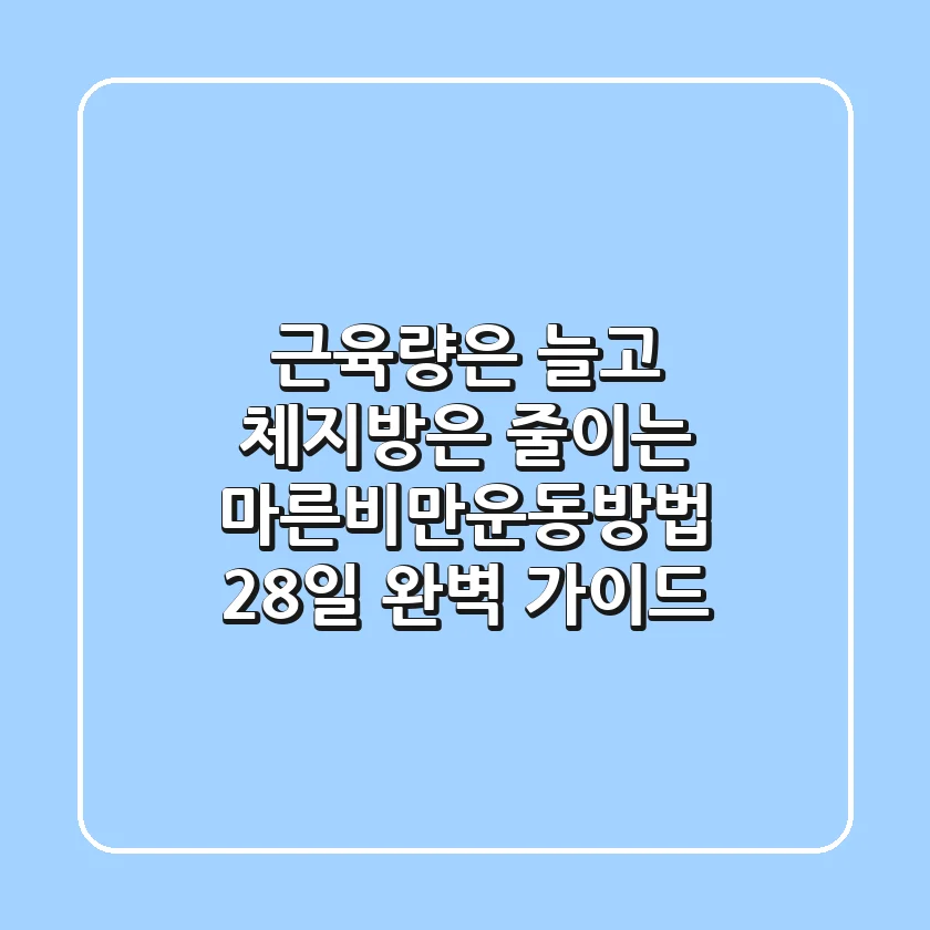 "근육량은 늘고 체지방은 줄이는", 마른비만운동방법 28일 완벽 가이드
