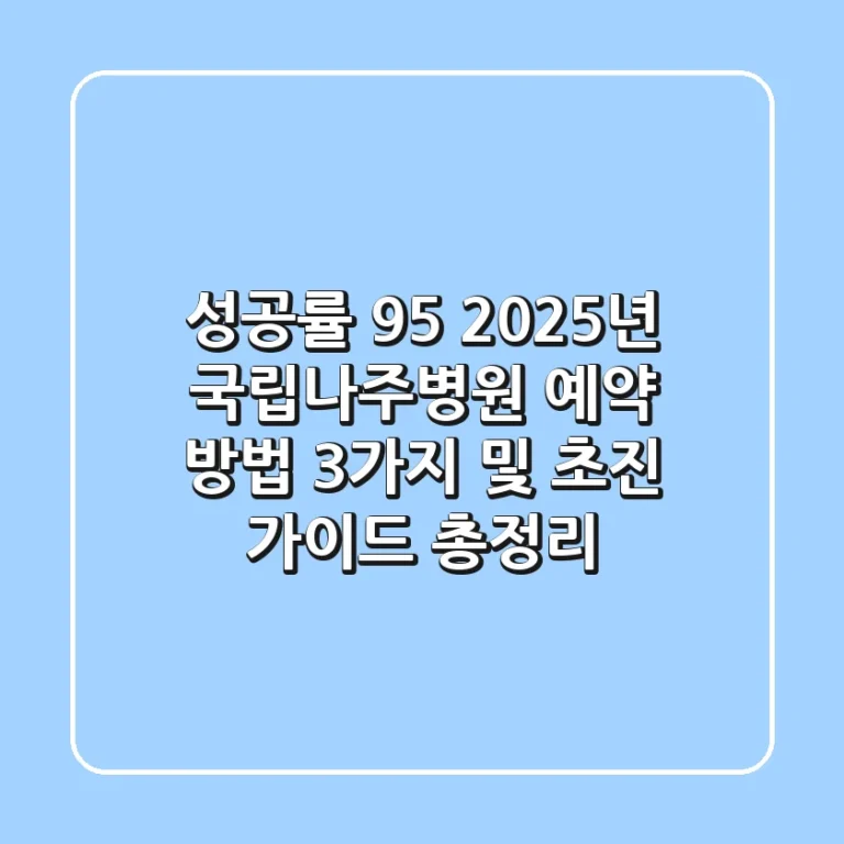 "성공률 95%", 2025년 국립나주병원 예약 방법 3가지 및 초진 가이드 총정리
