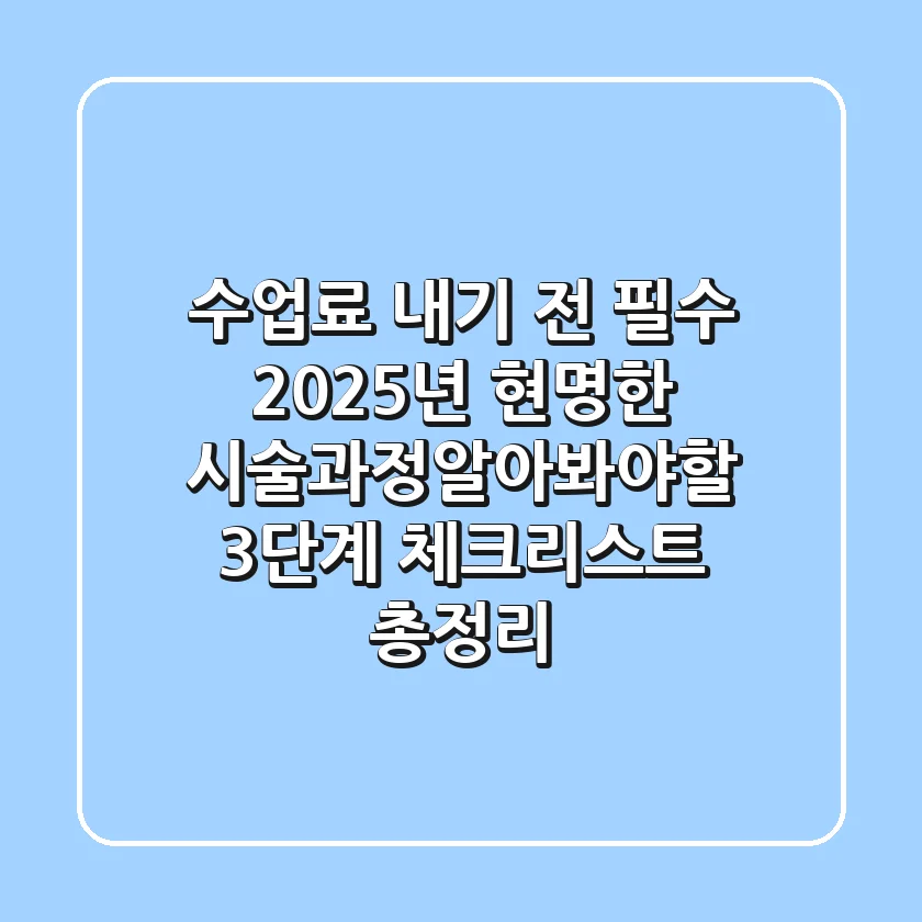 "수업료 내기 전 필수", 2025년 현명한 시술과정알아봐야할 3단계 체크리스트 총정리