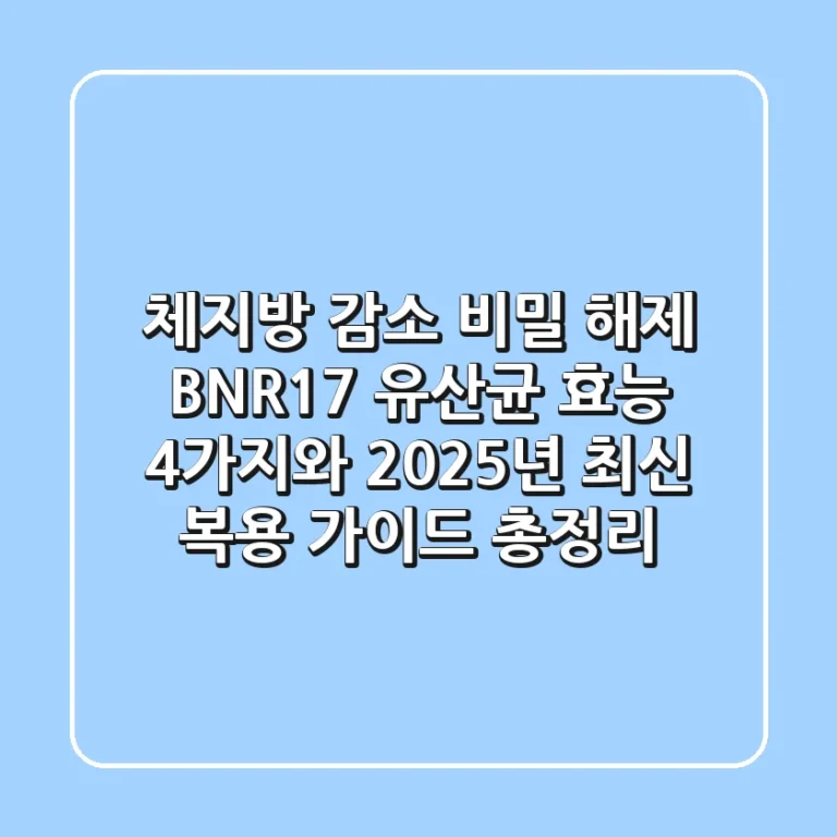 "체지방 감소 비밀 해제", BNR17 유산균 효능 4가지와 2025년 최신 복용 가이드 총정리