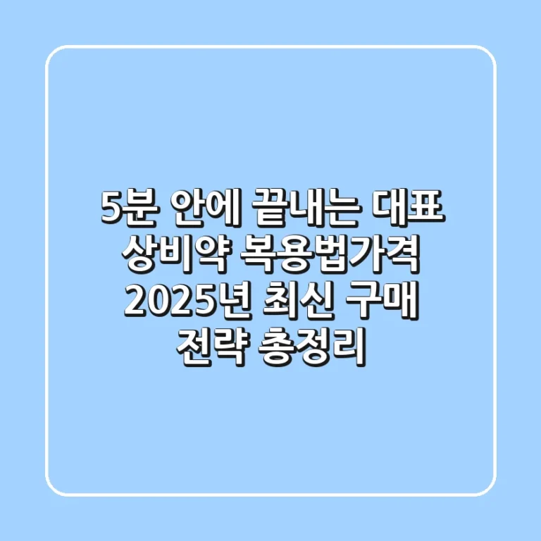 “5분 안에 끝내는?”, 대표 상비약 복용법가격 2025년 최신 구매 전략 총정리