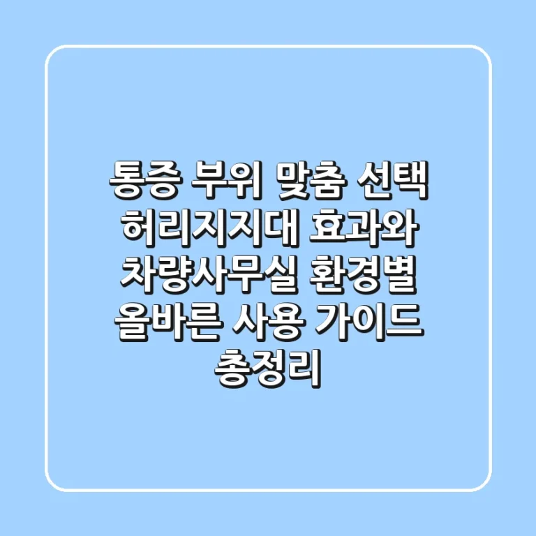 "통증 부위 맞춤 선택", 허리지지대 효과와 차량/사무실 환경별 올바른 사용 가이드 총정리