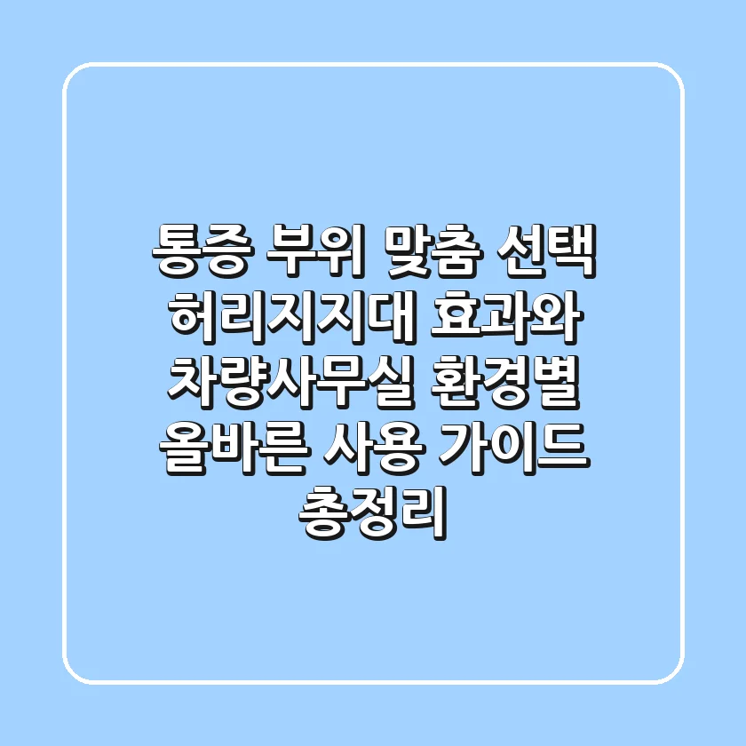 "통증 부위 맞춤 선택", 허리지지대 효과와 차량/사무실 환경별 올바른 사용 가이드 총정리