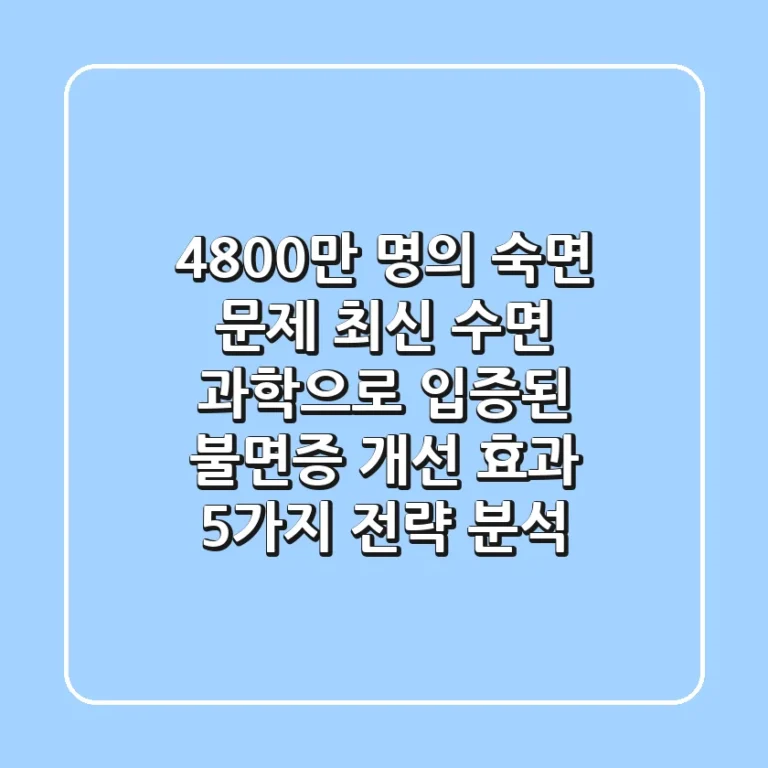 "4,800만 명의 숙면 문제", 최신 수면 과학으로 입증된 불면증 개선 효과 5가지 전략 분석