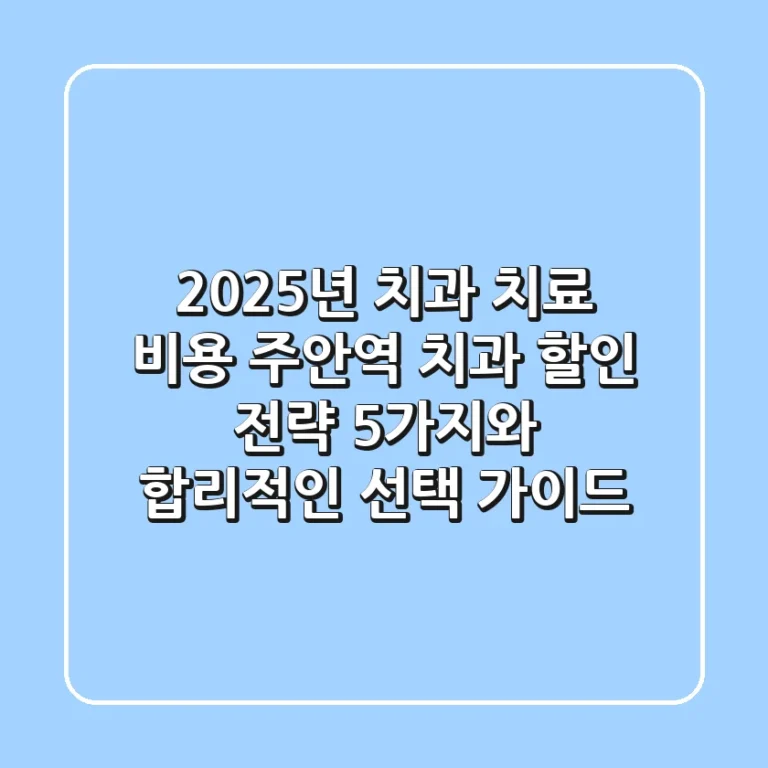 "2025년 치과 치료 비용", 주안역 치과 할인 전략 5가지와 합리적인 선택 가이드